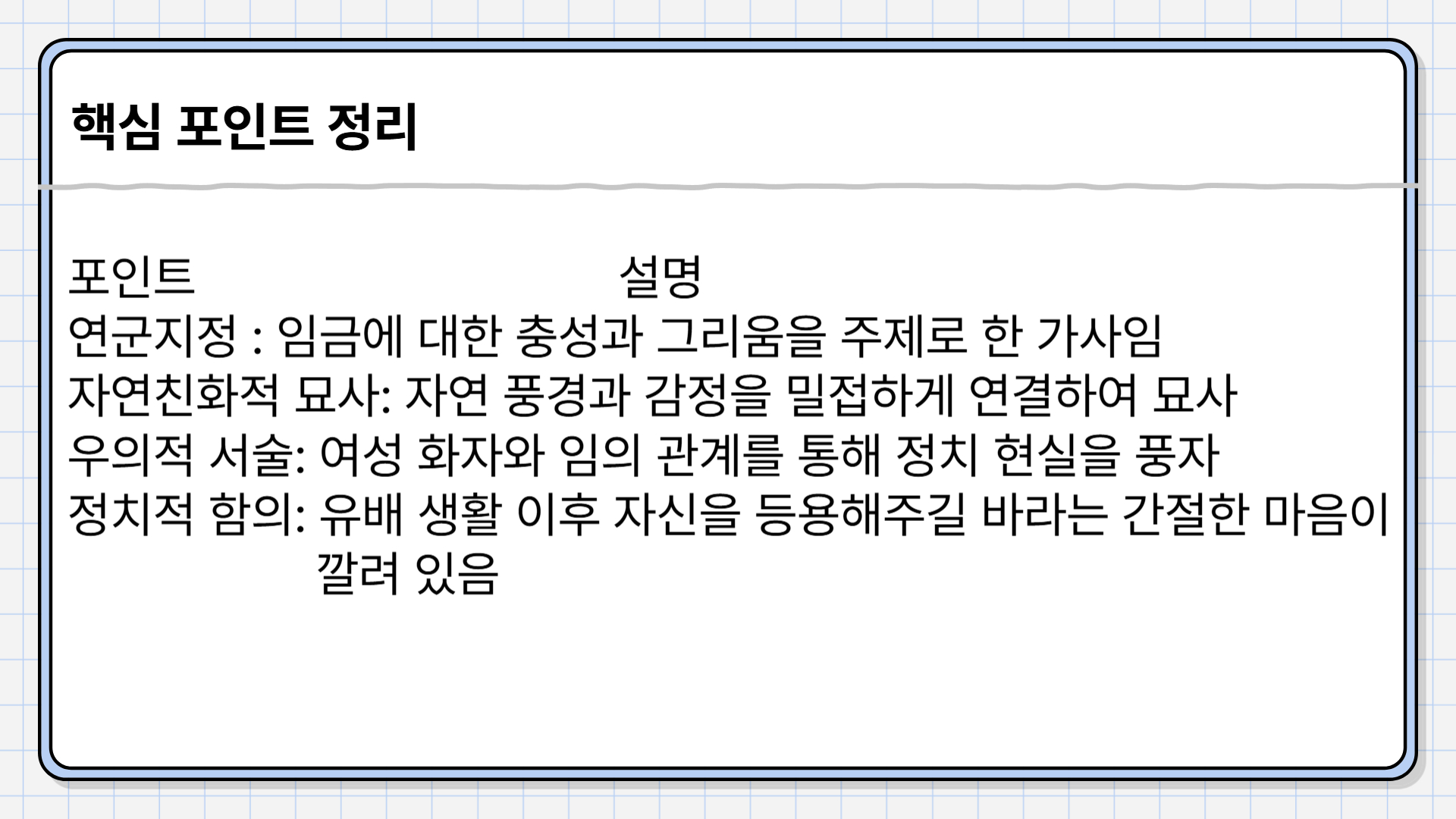 국어 교과서 속 속미인곡|현대어 번역과 줄거리 총정리