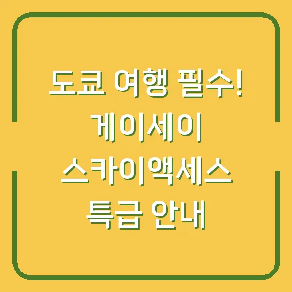 도쿄 여행 필수! 게이세이 스카이액세스 특급 안내