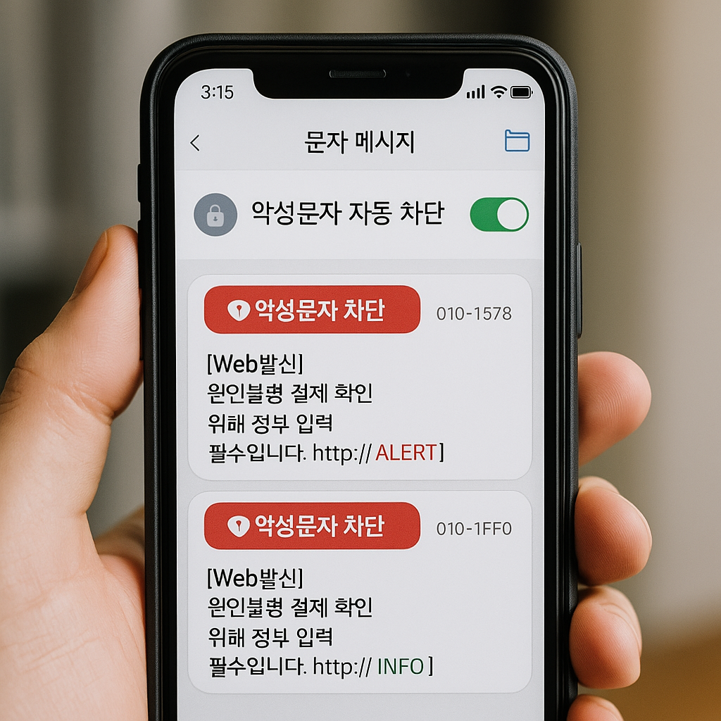 악성 문자 자동 차단