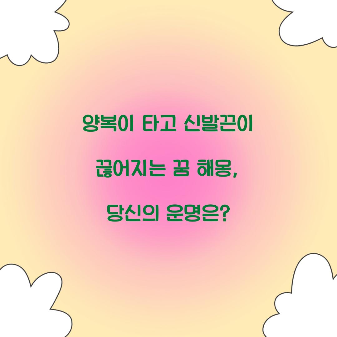 양복이 타고 신발끈이 끊어지는 꿈 풀이 해몽 해석