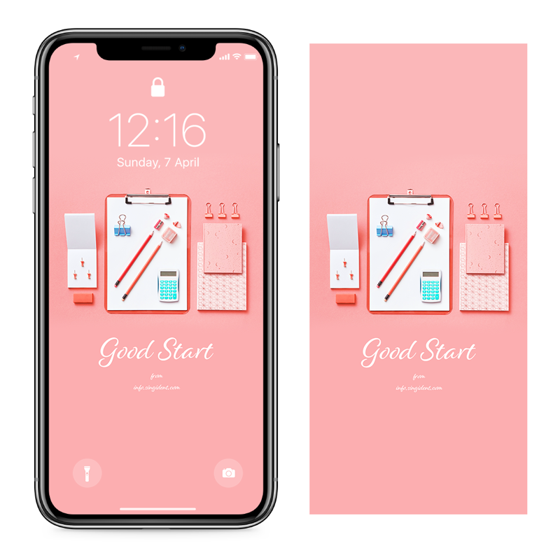 14 클립보드와 문구 C - Good Start 아이폰핑크배경화면