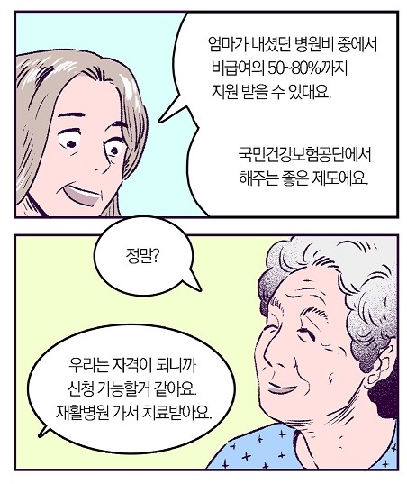 지출한 병원비 중에 비급여의 50~80%까지 지원받을 수 있다는 내용 안내