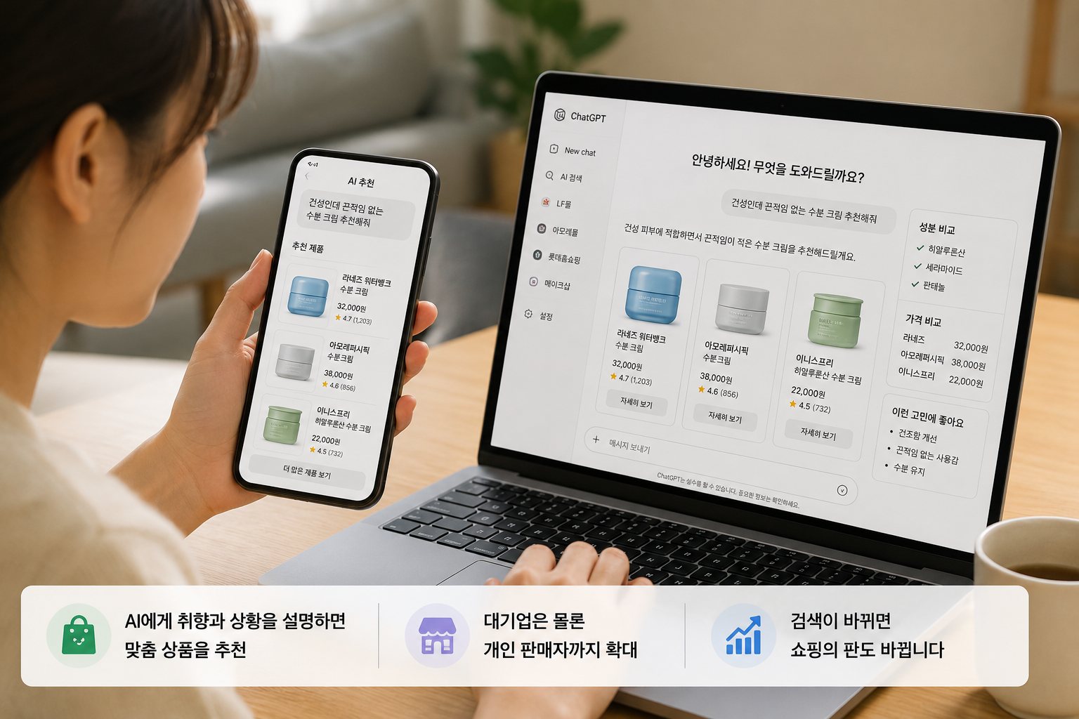 생성형 AI 이용률 44.5% 검색 쇼핑 시장 변화, 온라인 수익의 자리