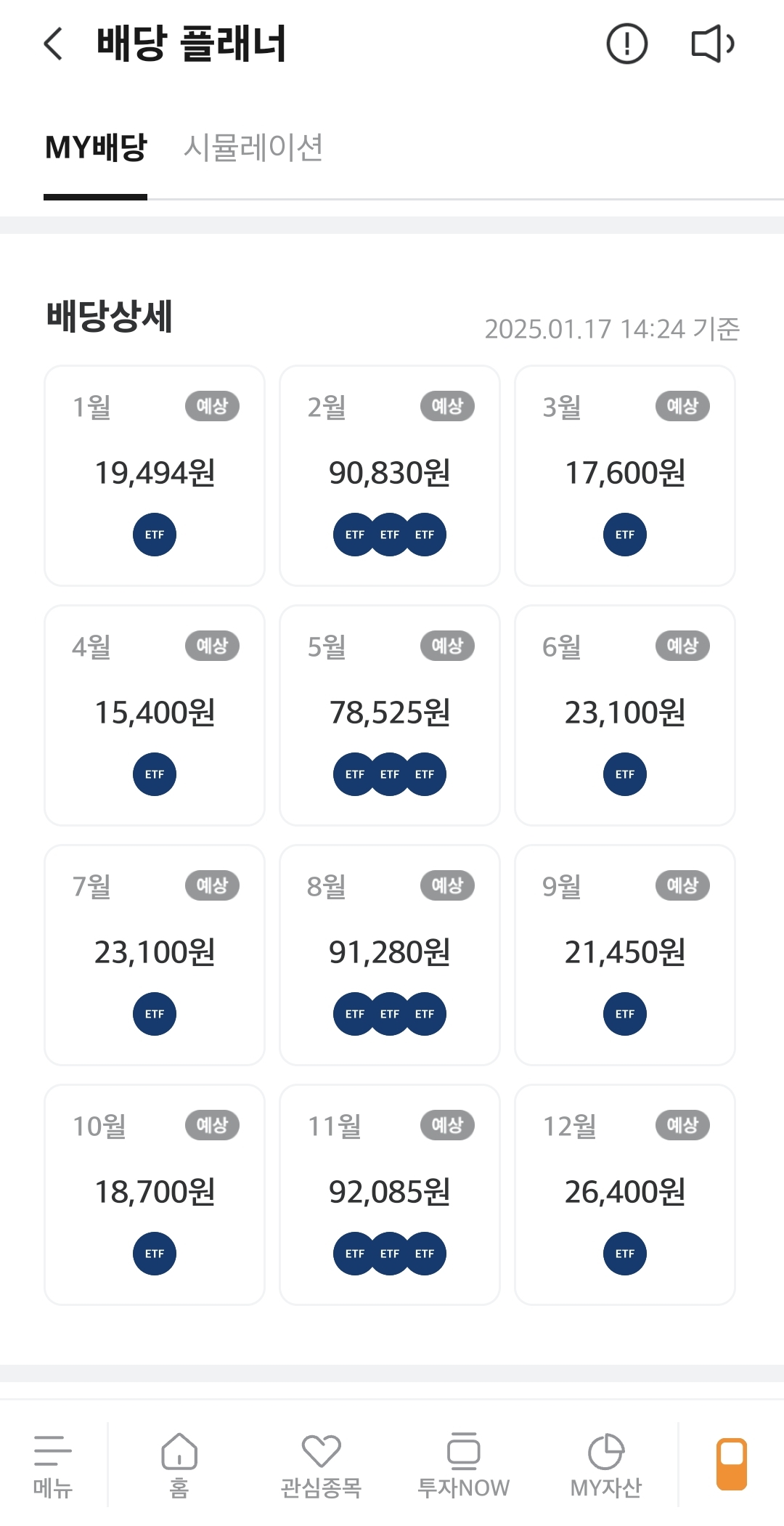 미래에셋증권 배당예정일