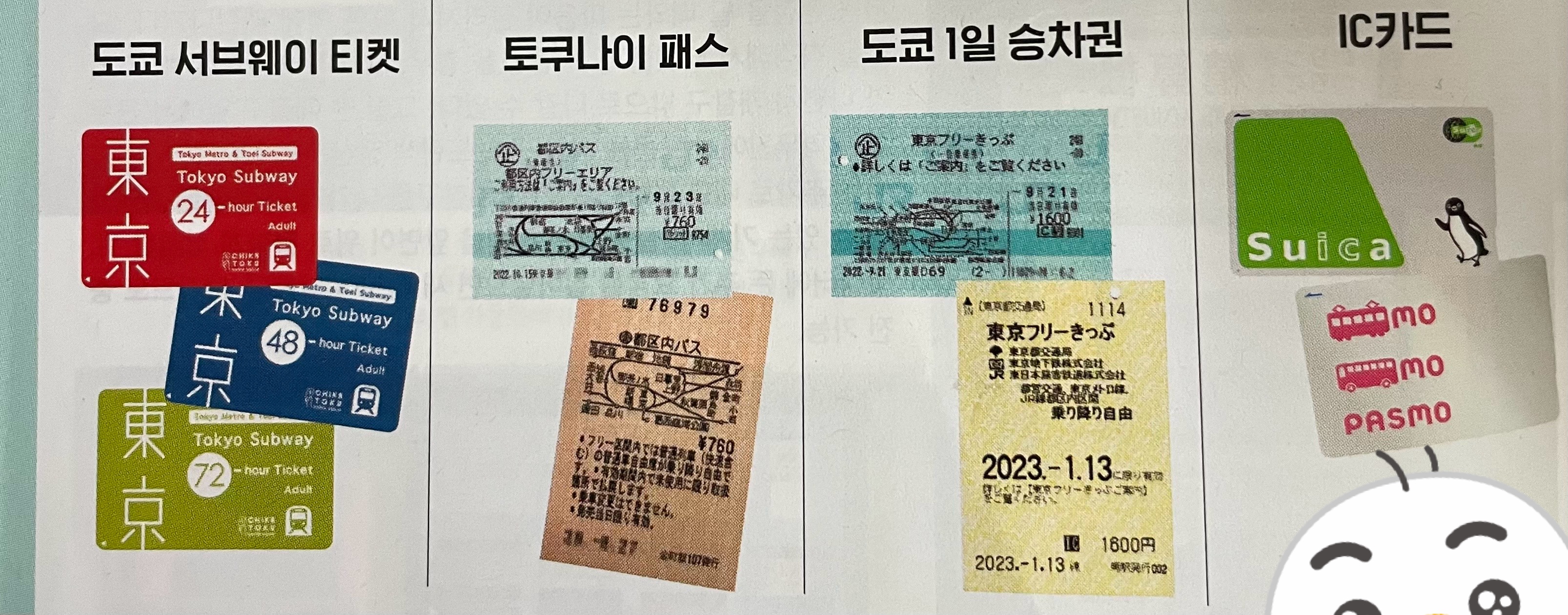 도쿄 교통 패스 정리