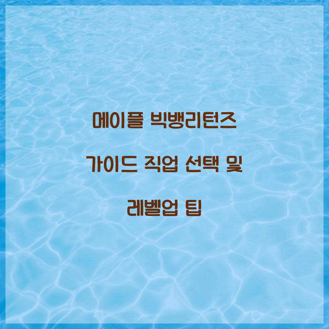 메이플 빅뱅리턴즈 가이드