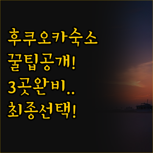 후쿠오카 숙소 선택의 모든 것 세 호..