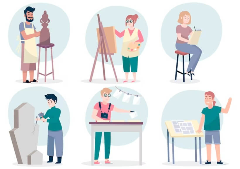 각 적성에 맞는 직업을 갖고 있는 그림입니다.