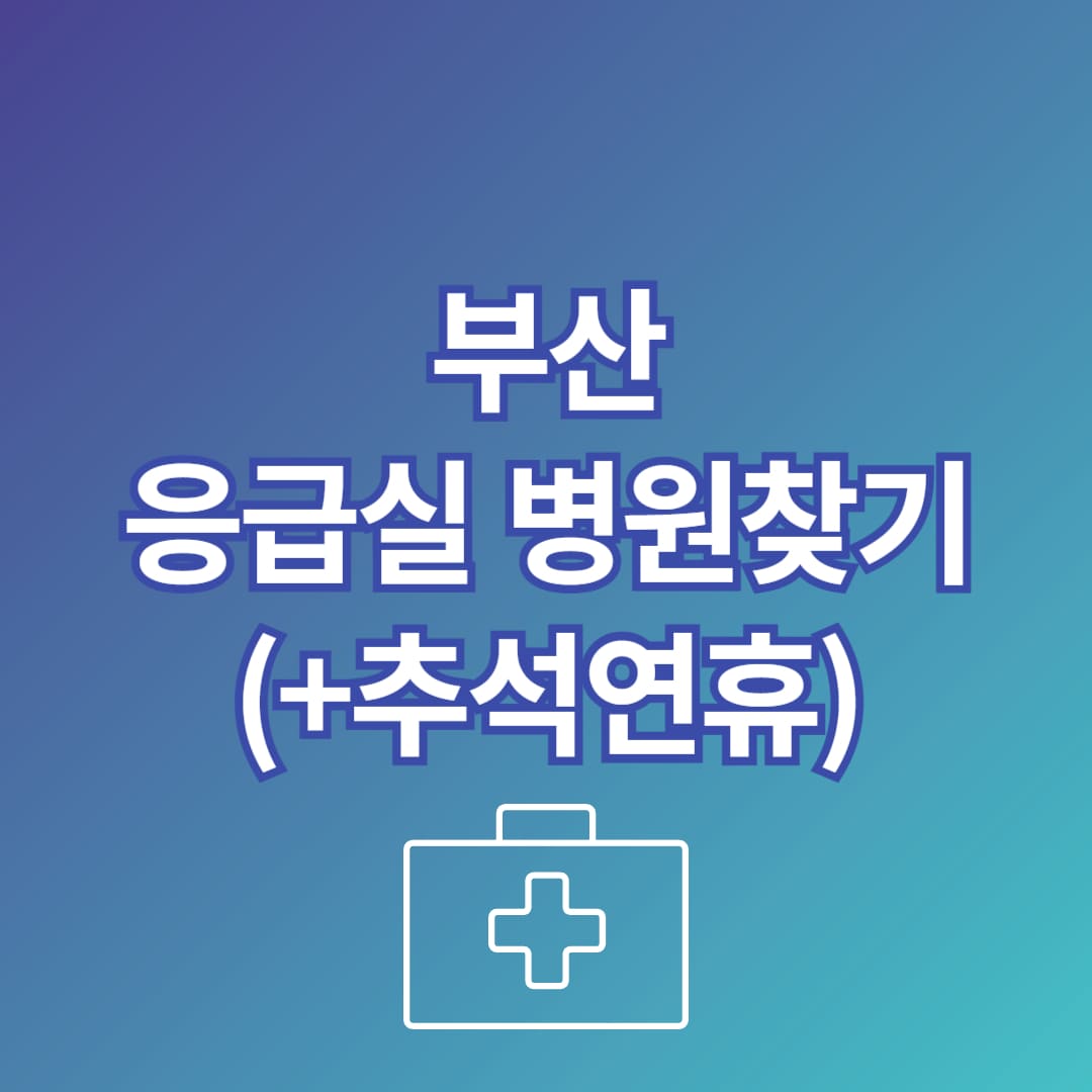 부산시 응급실 병원 찾는 방법 안내