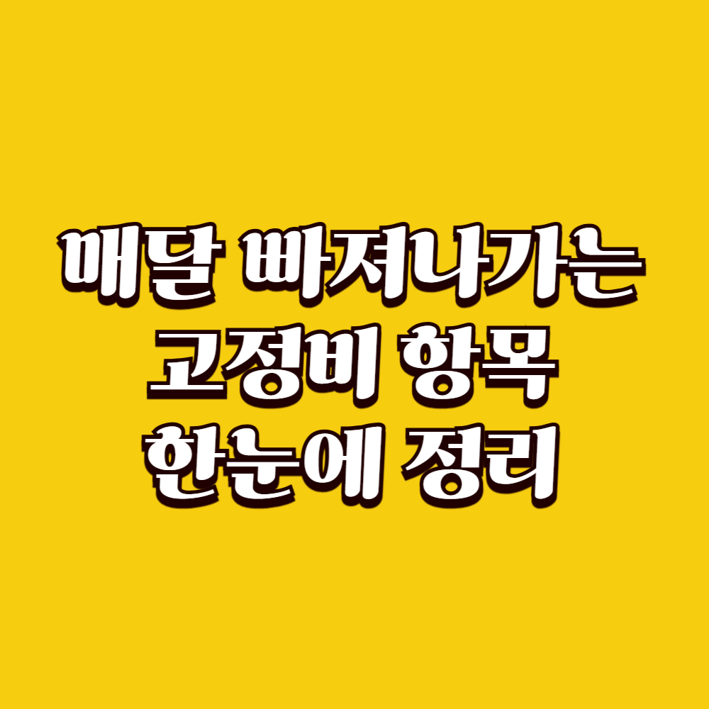 매달 빠져나가는 고정비 항목 한눈에 정리하는 방법