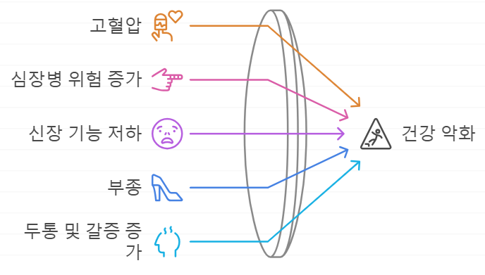 과도한 소금 섭취의 결과