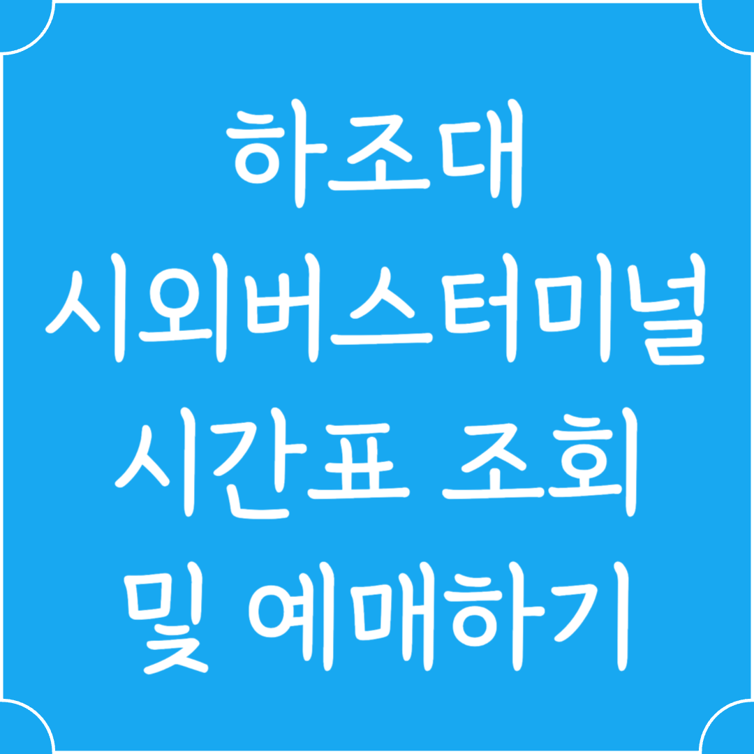 하조대 시외버스터미널 시간표조회 및 예매하기