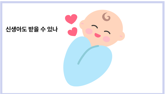 출생한 신생아가 웃고 있는 모습, 민생회복 소비쿠폰 대상에 신생아도 포함될 수 있음을 표현한 일러스트