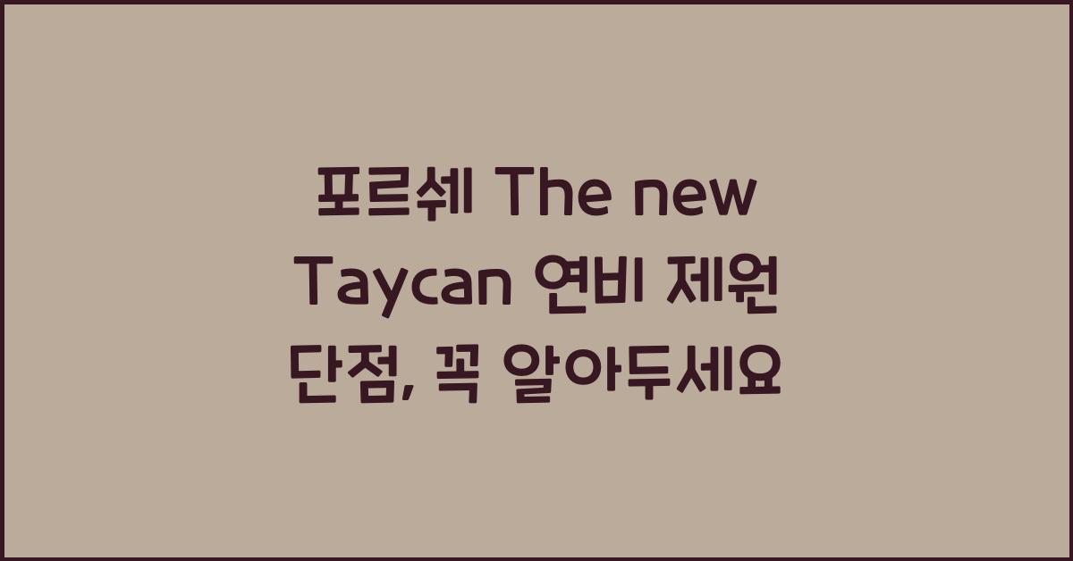포르쉐 The new Taycan 연비 제원 단점