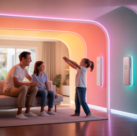 구글 홈 스마트싱스 연동으로 가족과 화목한 모습 예시