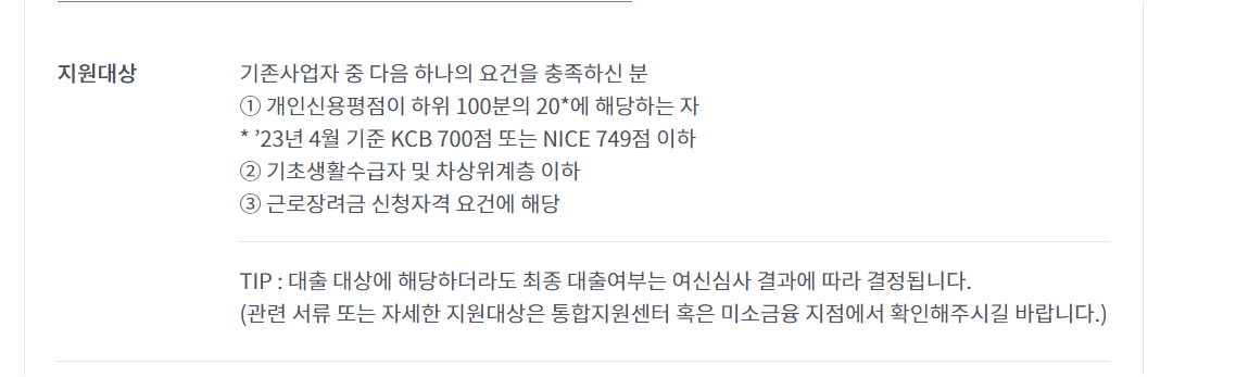 미소 금융 창업 운영 자금