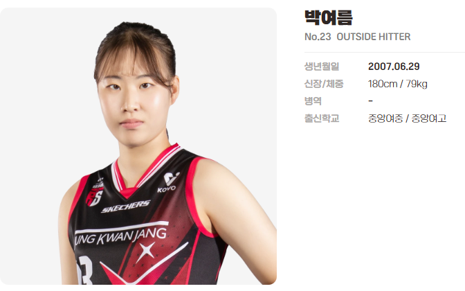 정관장 아웃사이드히터 박여름