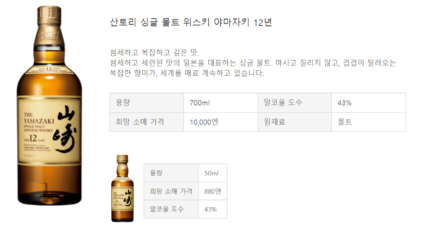야마자키 12년 가격
