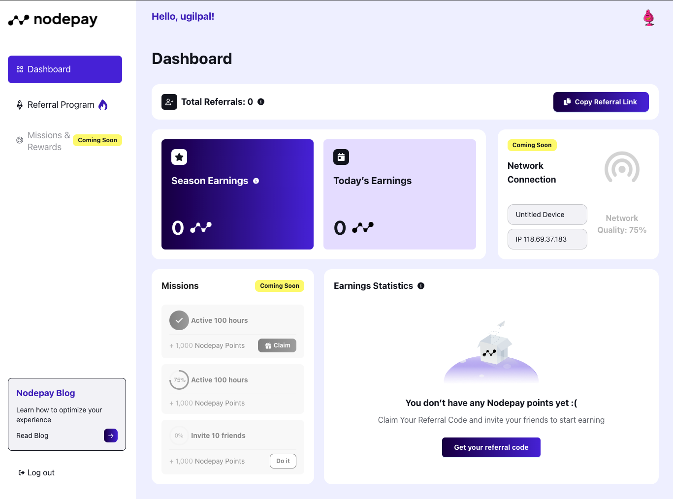 nodepay 메인