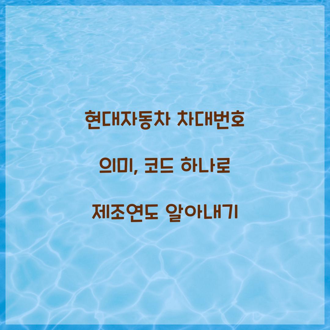 현대자동차 차대번호 의미, 코드 하나로 제조연도 알아내기