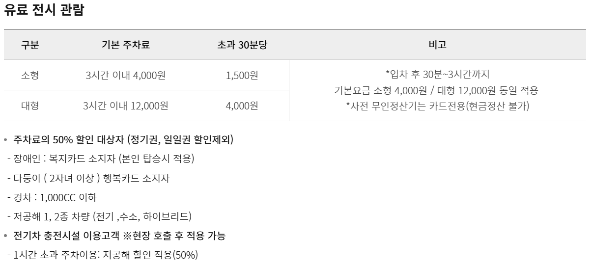 전쟁기념관 주차요금