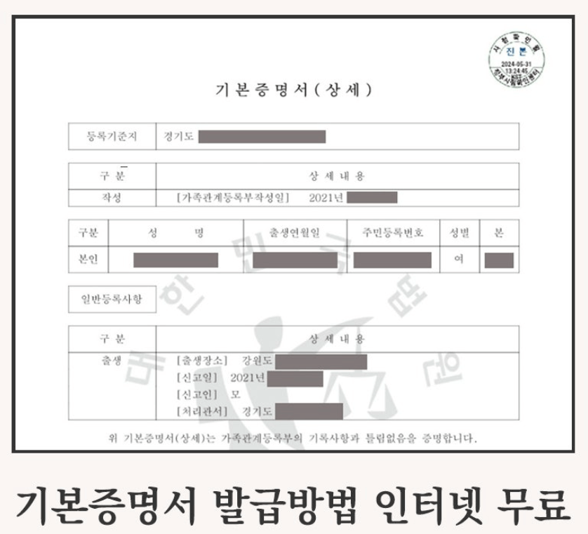 기본증명서 인터넷발급 방법