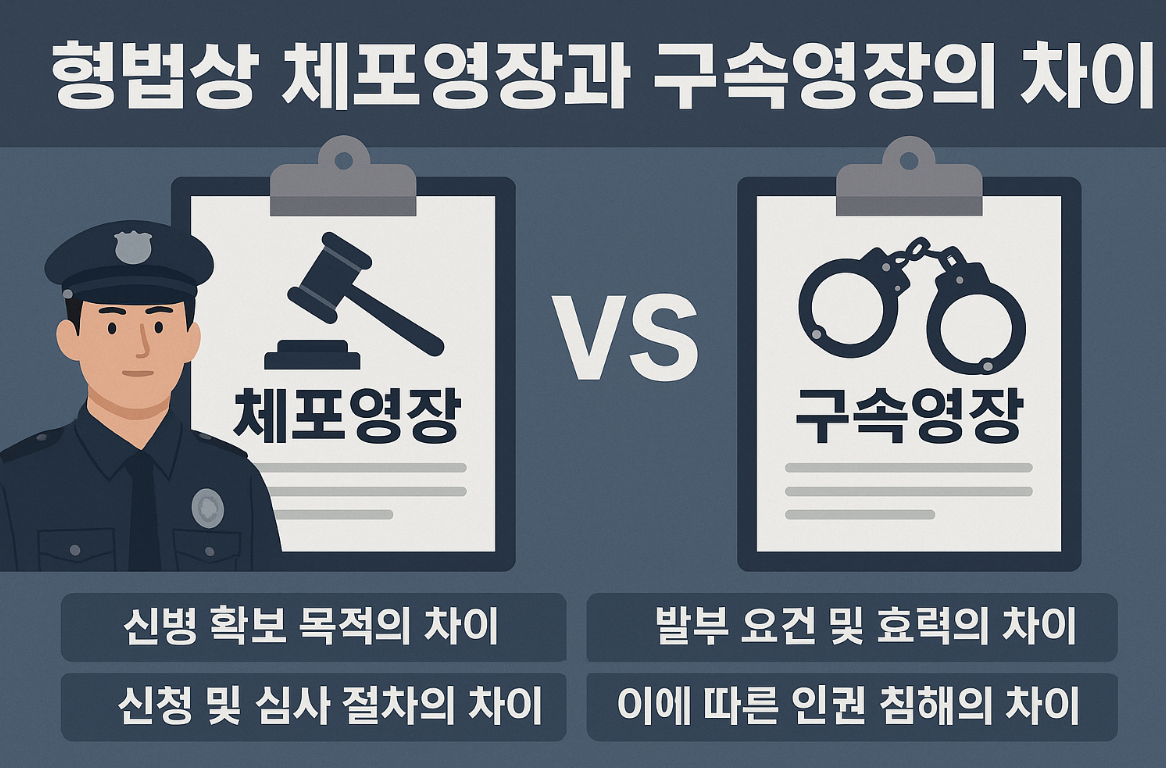 체포영장과 구속영장의 개념, 발부 요건, 차이점