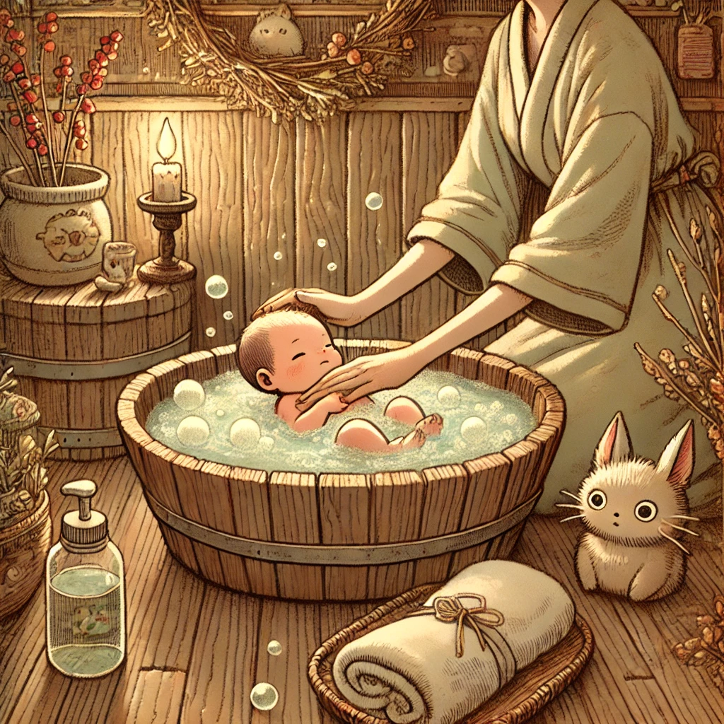 신생아 목욕 사진