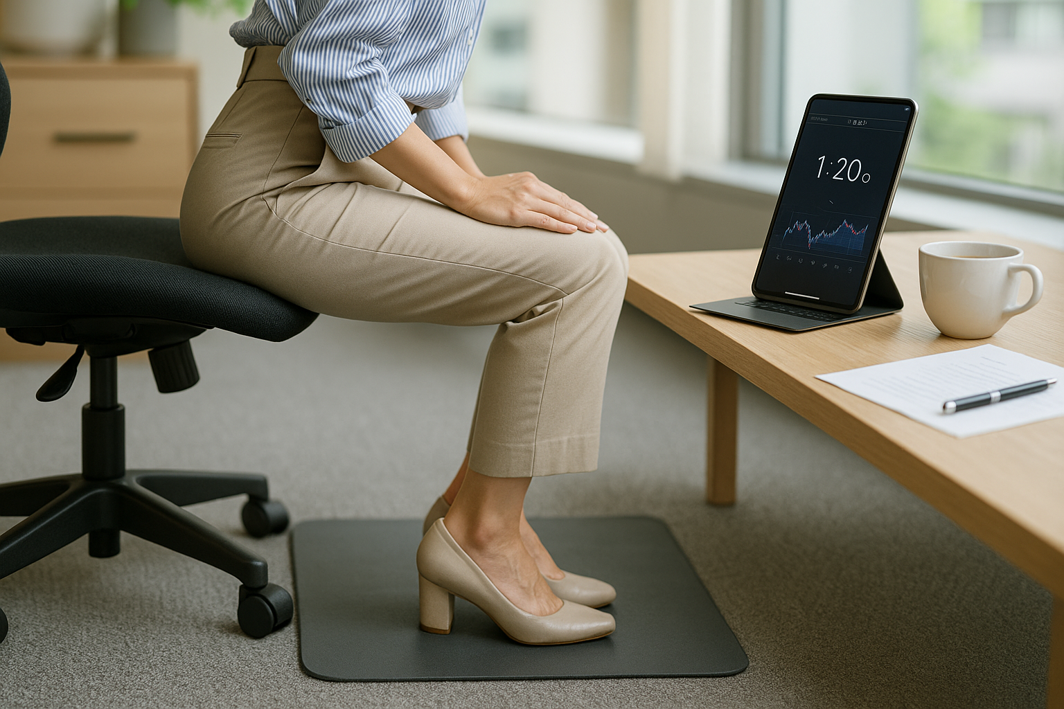 사무실 의자에서 종아리 펌프 운동