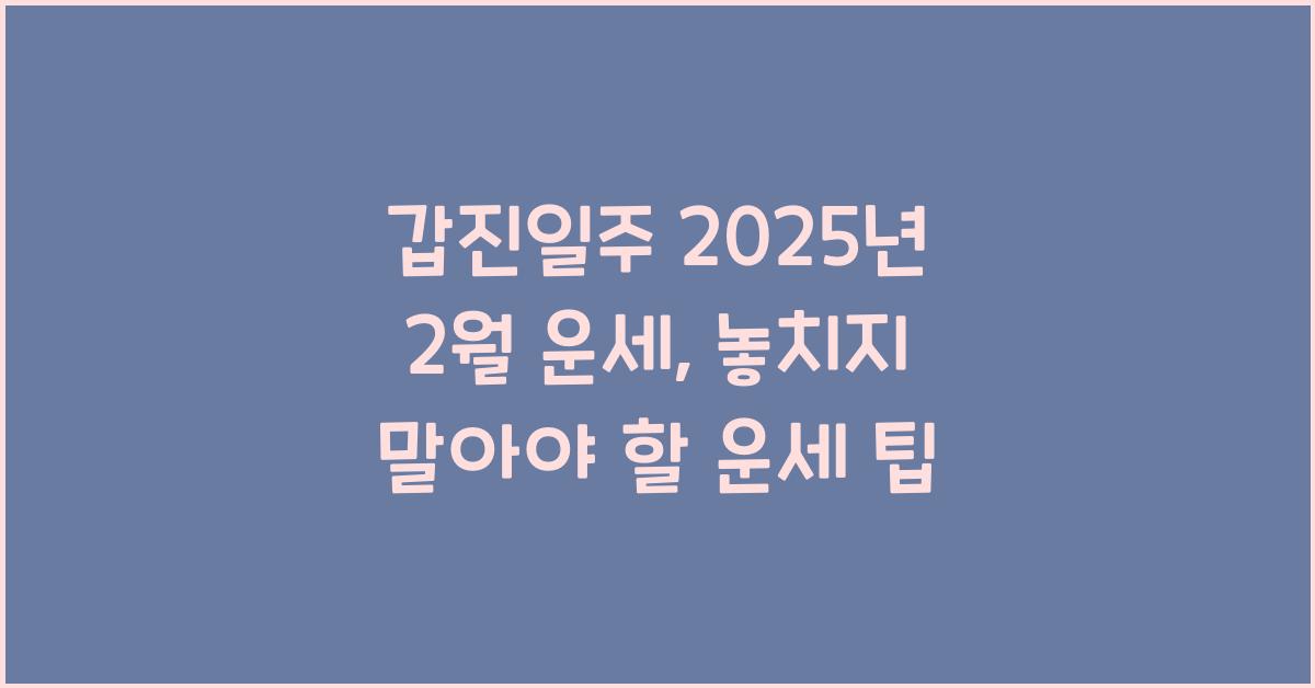 갑진일주 2025년 2월 운세