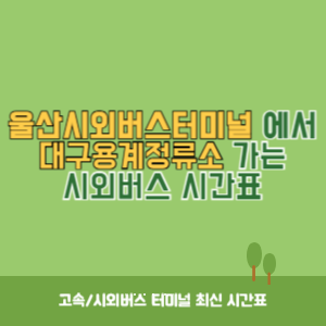 울산시외버스터미널에서 대구용계정류소 가는 시외버스 시간표 최신정보