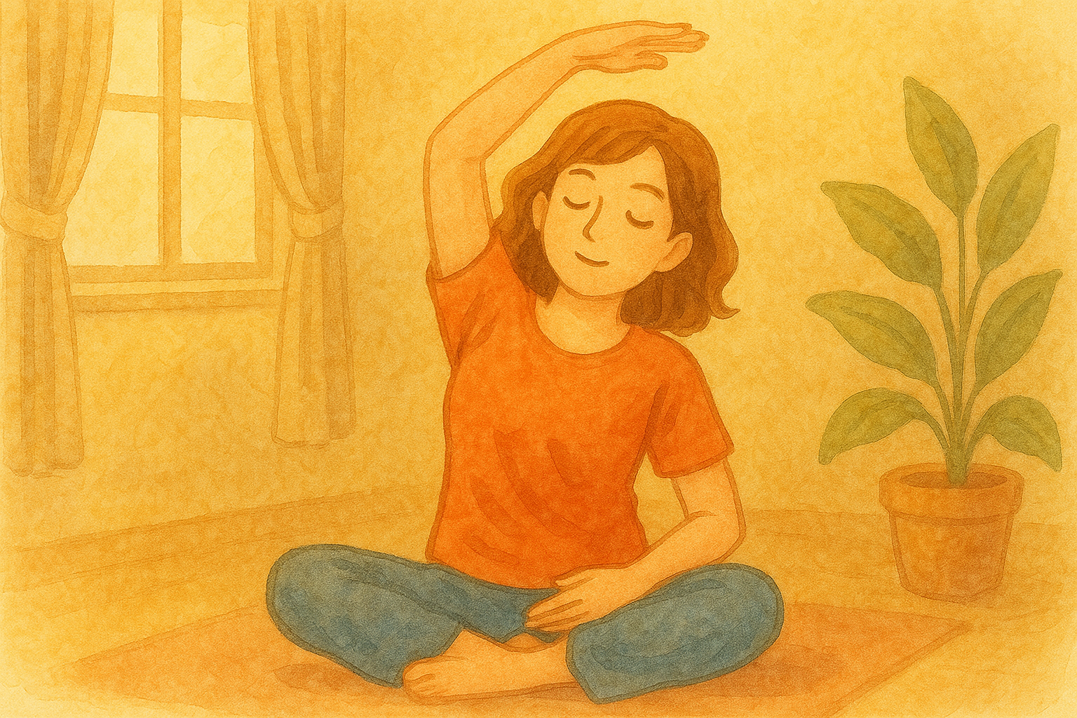 햇살 속 요가 순간