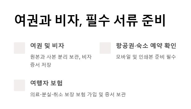 해외 여행 준비 체크리스트 완벽 정리