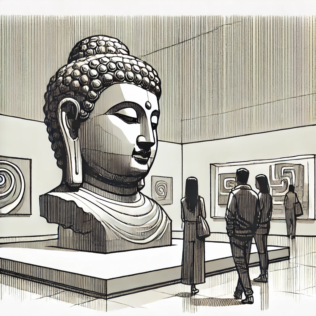 고대 간다라 불상의 평온한 조형미가 현대 미술관