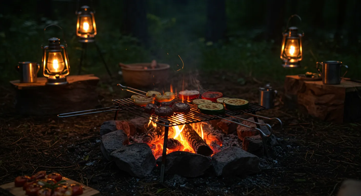 캠핑장 모닥불로 요리하는 모습