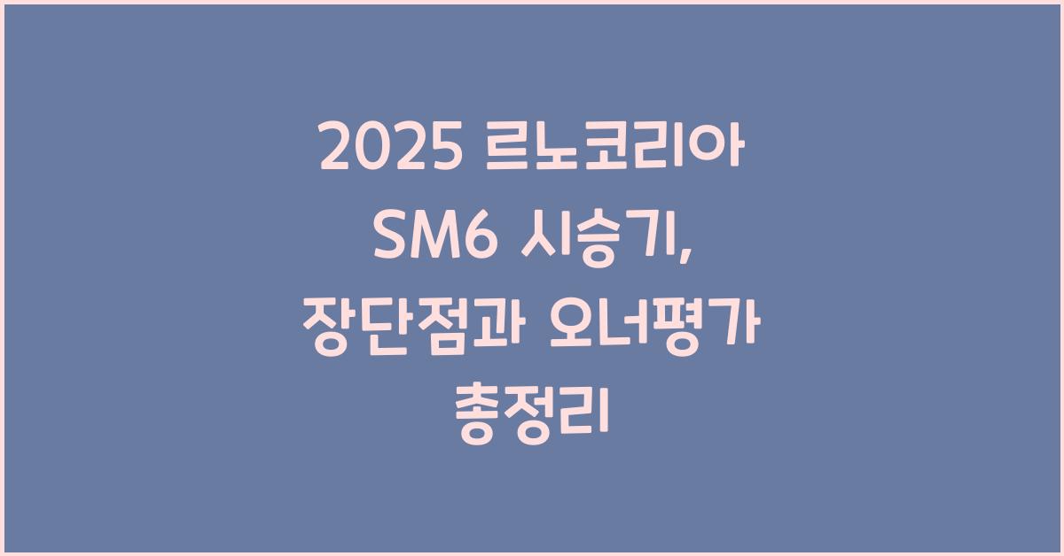 2025 르노코리아 SM6 시승기 제원 연비 장단점 유지비 오너평가