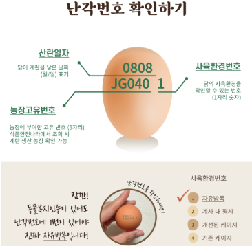 신선한 계란 고르기 난각번호 이미지