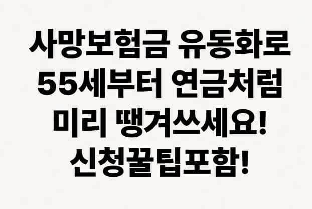 사망보험금 유동화로 55세부터 연금처럼 미리 땡겨쓰세요! 신청꿀팁포함!