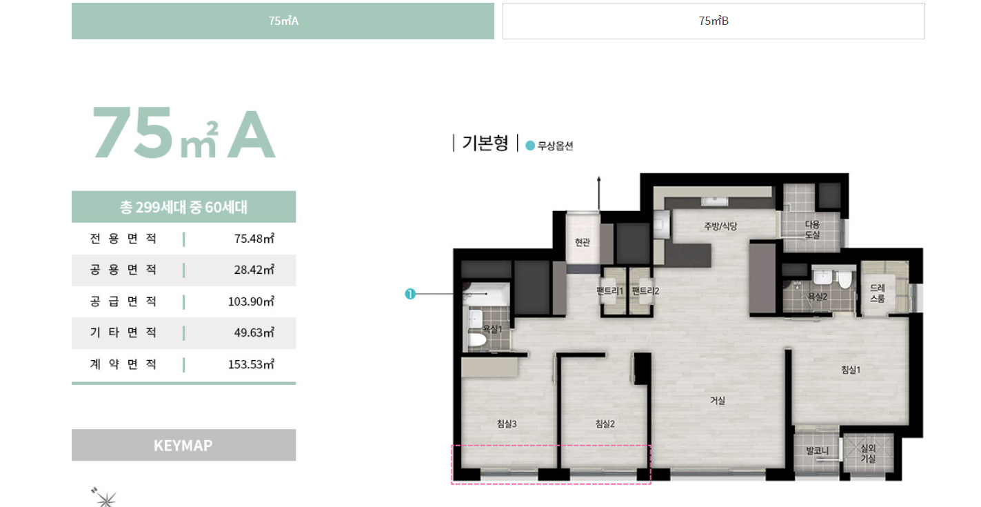 힐스테이트 DMC역 75A 평면도