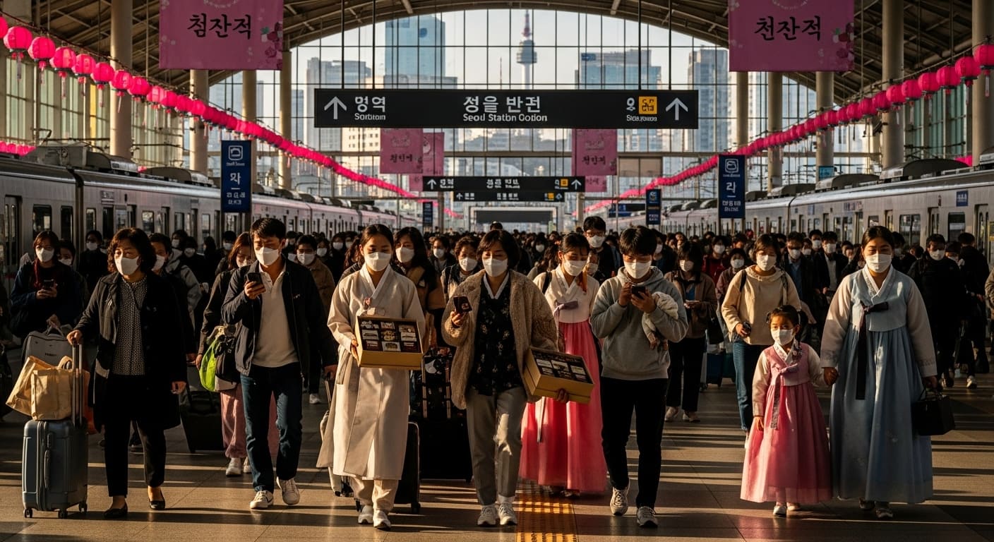 추석 기차표 대기좌석 신청을 위해 줄을 서는 모습