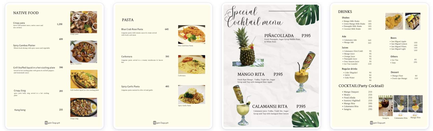 세부-맛집-골드망고-그릴-메뉴