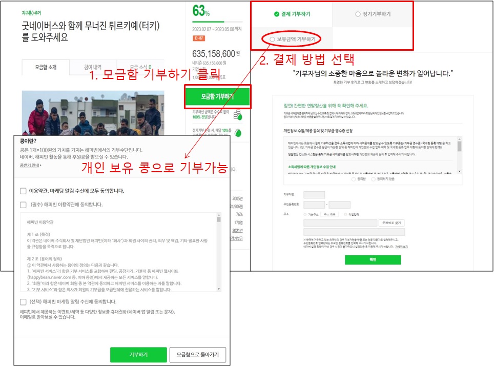 해피빈 기부방법