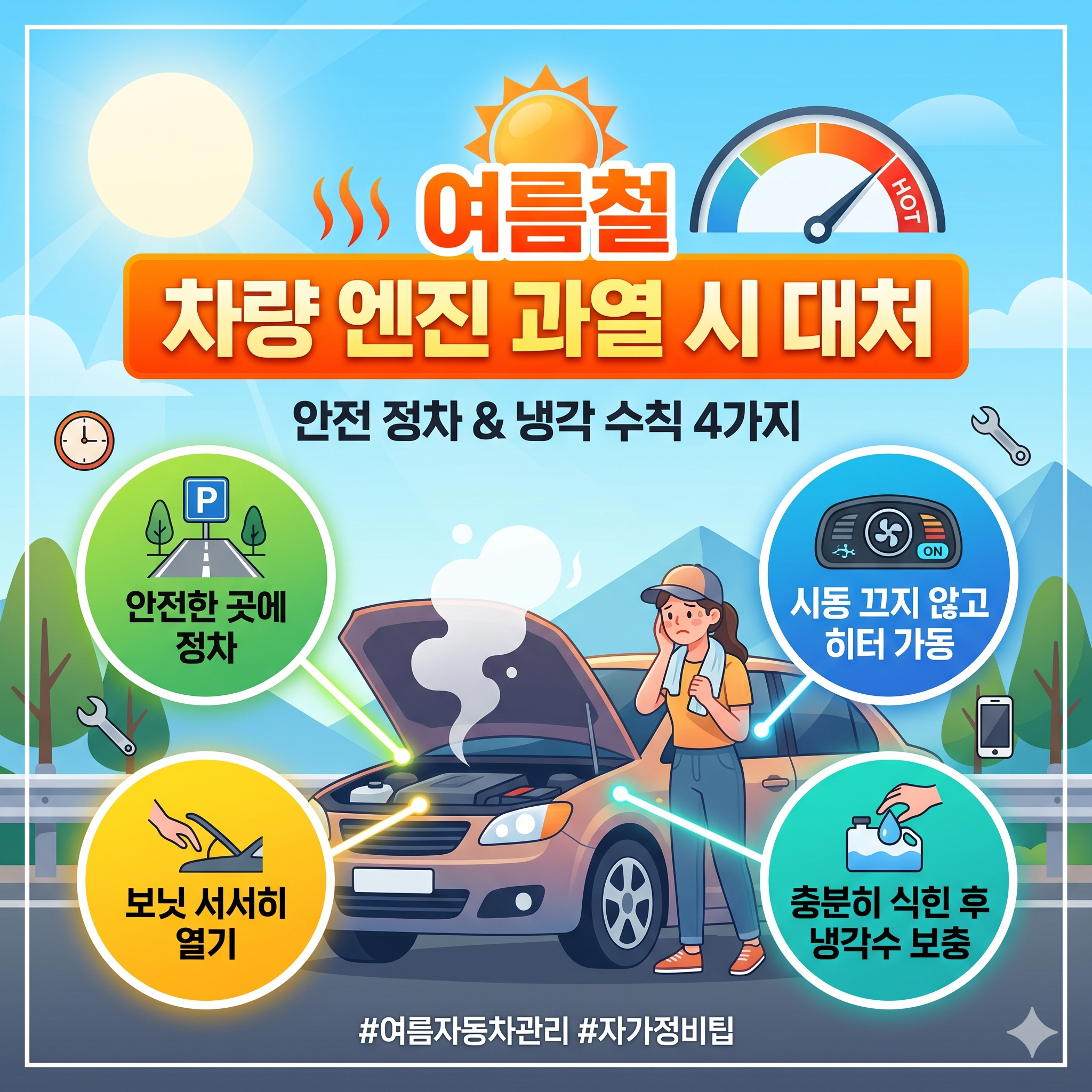 여름철 차량 엔진 과열 시 대처: 안전을 지키는 비상 행동 수칙