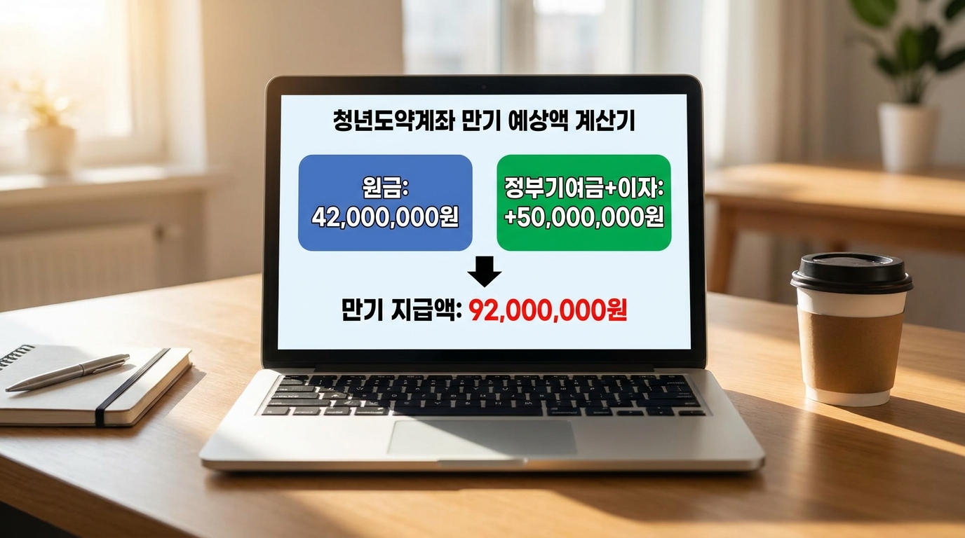 청년도약계좌 만기 시 원금과 이자, 정부 기여금이 합산된 수령액 내역