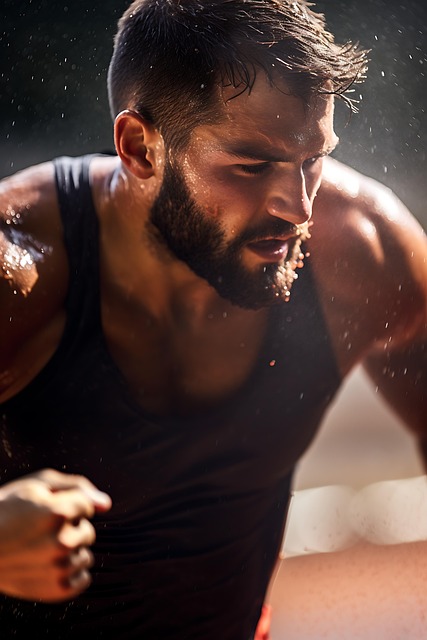 땀 흘리며 운동하는 남자