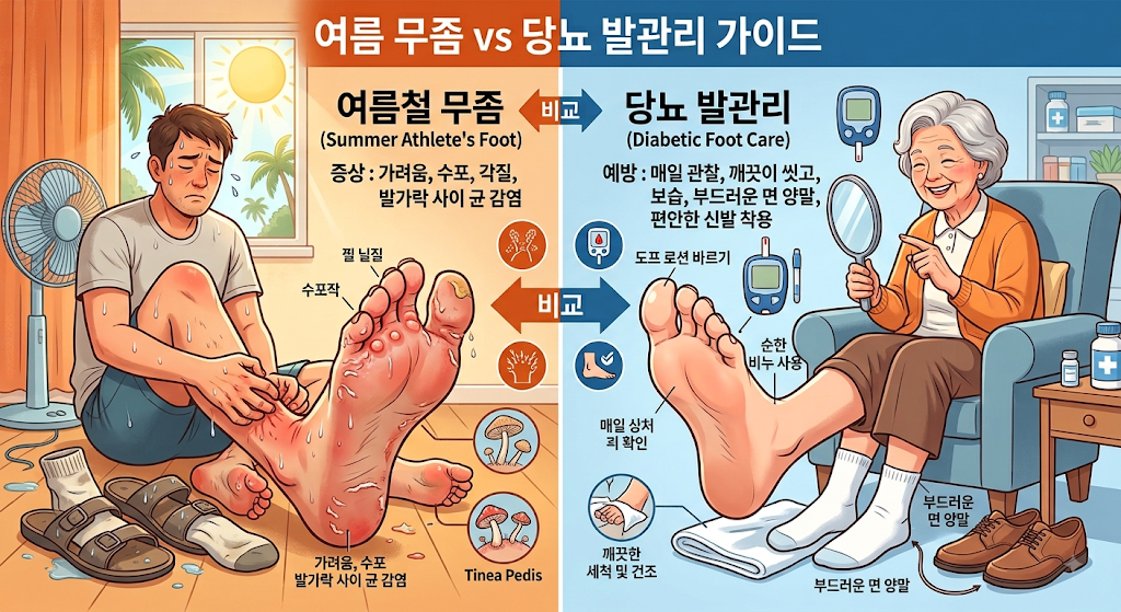 여름 무좀과 당뇨 발관리 인포그래픽