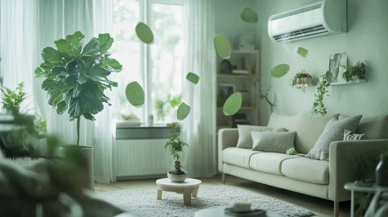 철저한 에어컨 필터 청소 후 거실을 흐르는 깨끗한 공기가 신선함을 선사합니다. 차량 친화적인 실내 디자인 속에서 파스텔 색조가 고요한 평온함을 자아냅니다.