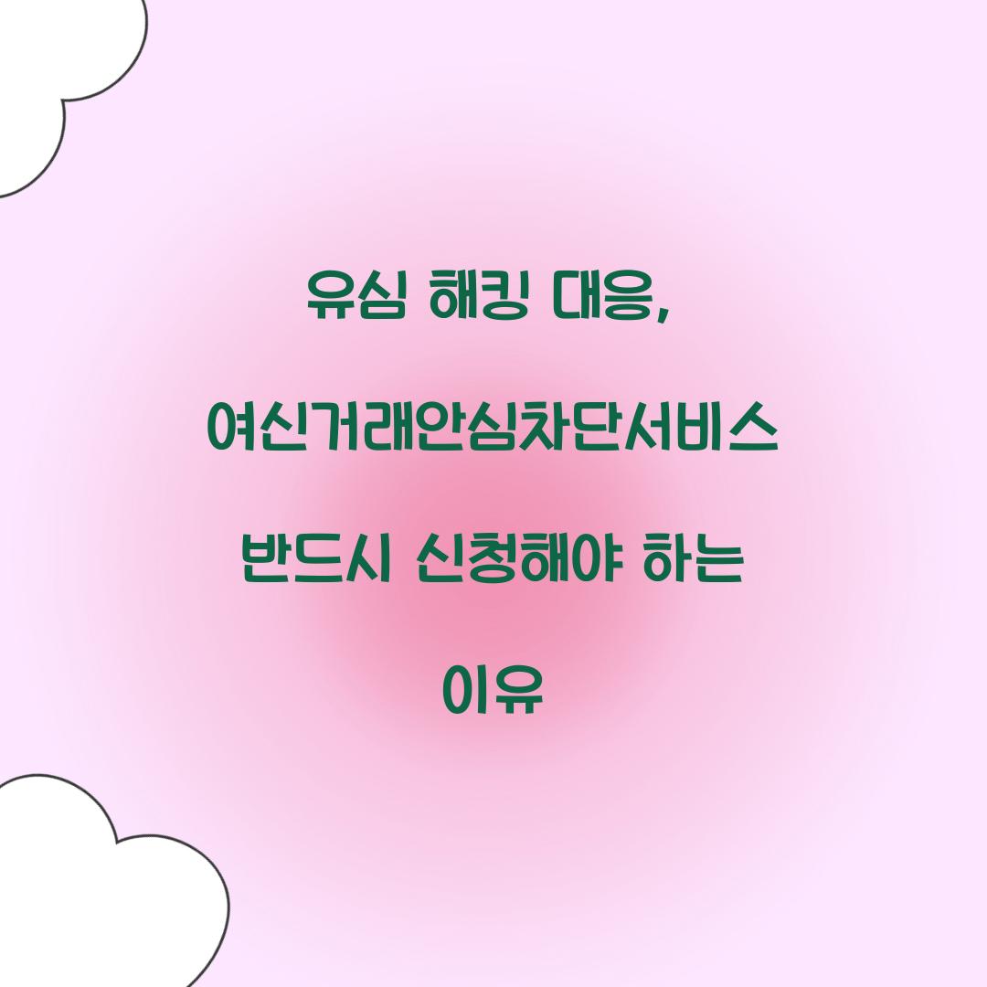 유심 해킹 대응: 여신거래안심차단서비스 신청 필수