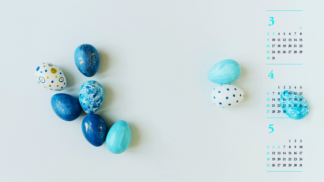 10 파란색 계란 흰색배경 B - 2025년4월 노트북배경화면