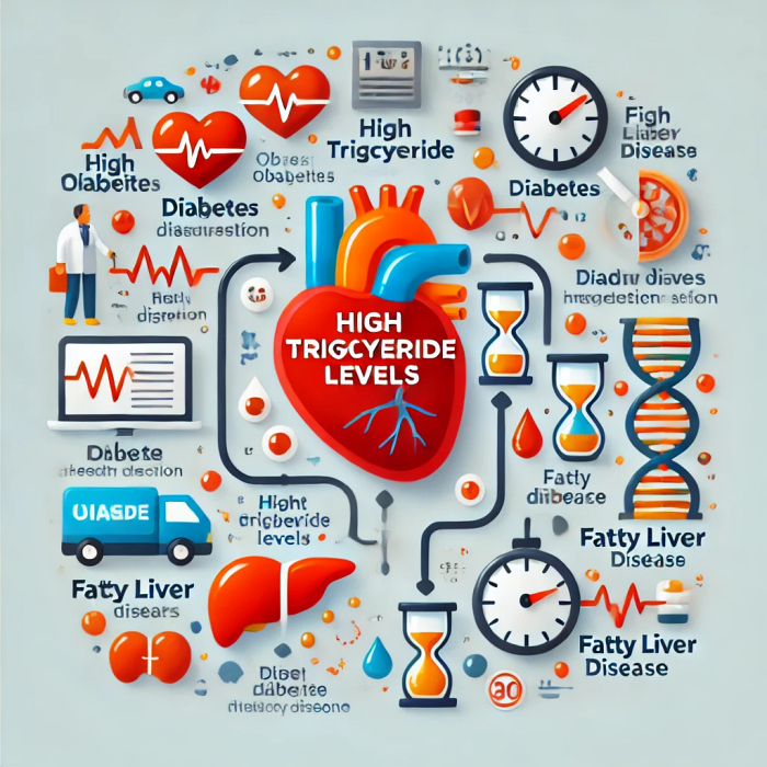 중성지방 수치 상승으로 인한 건강 문제를 설명하는 이미지